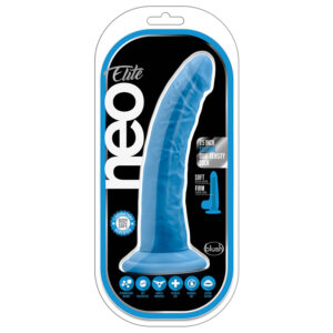 Neo Elite Silicone Dual Density Cock-Neon Blue 7.5"
