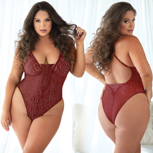 1612202569412d5a410b4.jpeg Allure Leopard Lace Up Teddy-Burgundy 2X/3X-Boxed