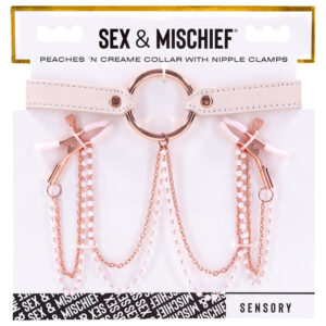 S&M Peaches n CreaMe Collar with Nipple Clamps