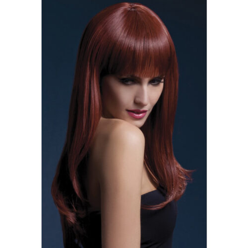 Fever Smiffys Sienna Wig Long Wavy & Fringe-Auburn 26"