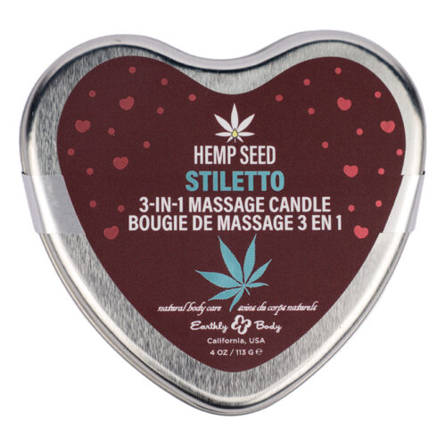 Earthly Body Valentine 3-in-1 Massage Heart Candle-Stiletto 4oz