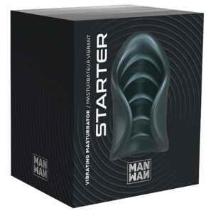 Man Wan Starter Travel Size Silicone Vibrating Masturbator-Pine Grey