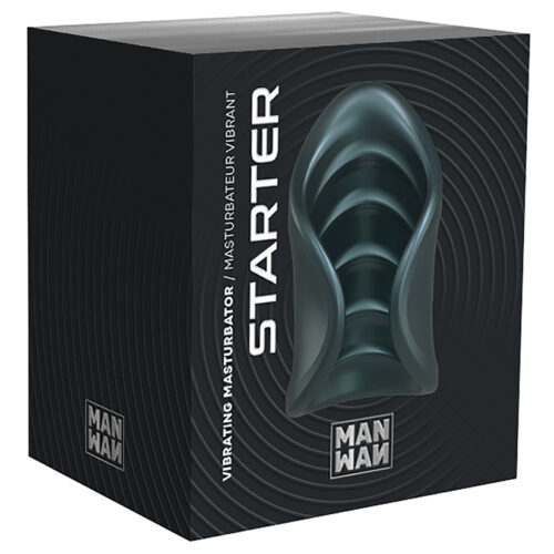 Man Wan Starter Travel Size Silicone Vibrating Masturbator-Pine Grey