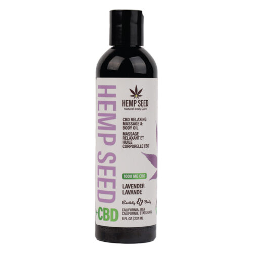 Earthly Body Hemp Seed CBD Relaxing Massage and Body Oil-Lavender 8oz