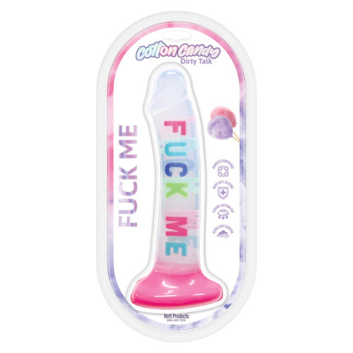 Cotton Candy Dirty Talk Fuck Me Dildo 8"