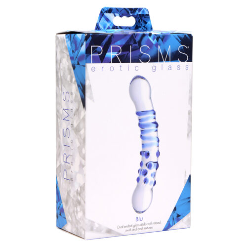 Prisms Erotic Glass Blu Dual Ended Glass Dildo