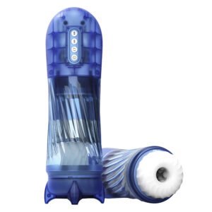 Tracy's Dog Steelcan Automatic Male Masturbator-Transparent Blue