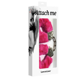 Love To Love Attach Me Faux Fur Handcuffs-Pink