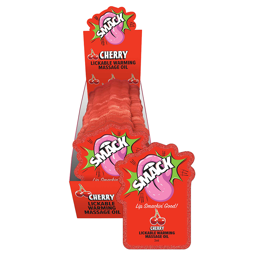 Smack Lickable Massage Oil-Cherry 3ml Pouch Display of 36