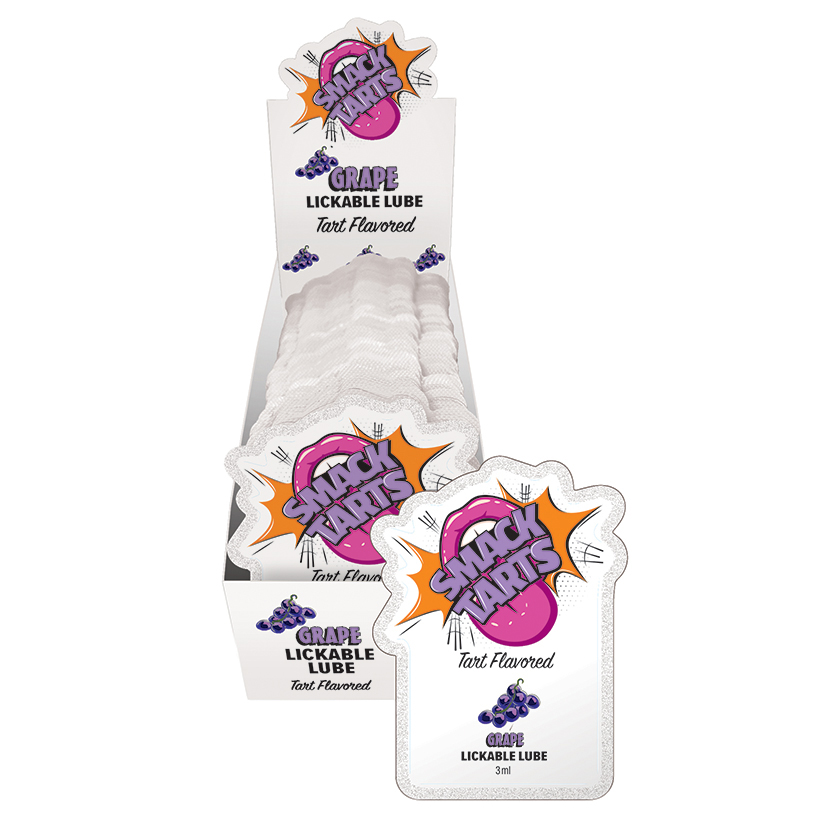 Smack Tarts Lickable Lube-Sour Grape 3ml Pouch Display of 36